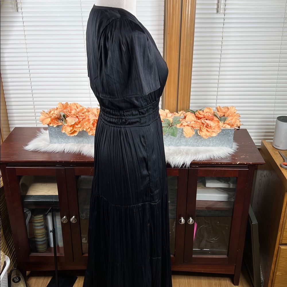 Anthropologie Somerset Black tiered Silky Maxi Dress Size Small - Picture 6 of 13